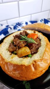 Beef Stew Delight in a Bread Bowl