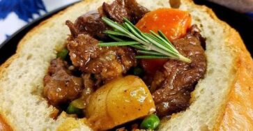 Beef Stew Delight in a Bread Bowl
