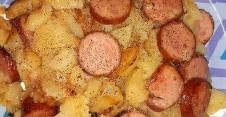 Fried Potatoes Onions and Smoke Polish Sausage