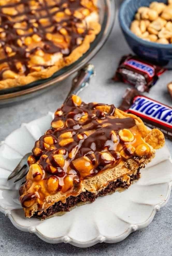 Snickers Peanut Butter Brownie Pie