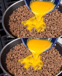 scrambled eggs with ground meat 