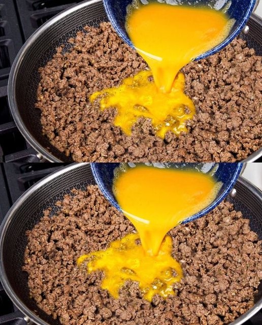 scrambled eggs with ground meat 