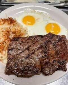 Steak with Sunny-Side Up Eggs