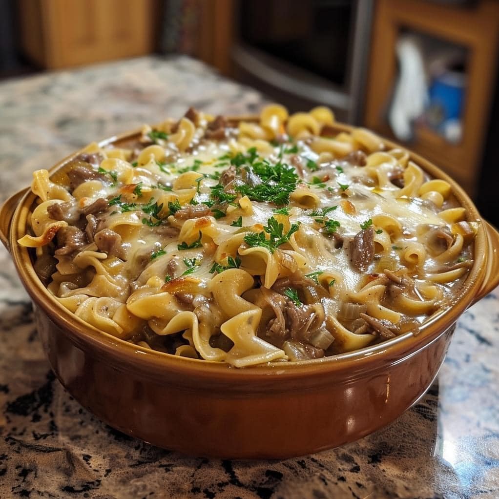 French Onion Beef and Pasta