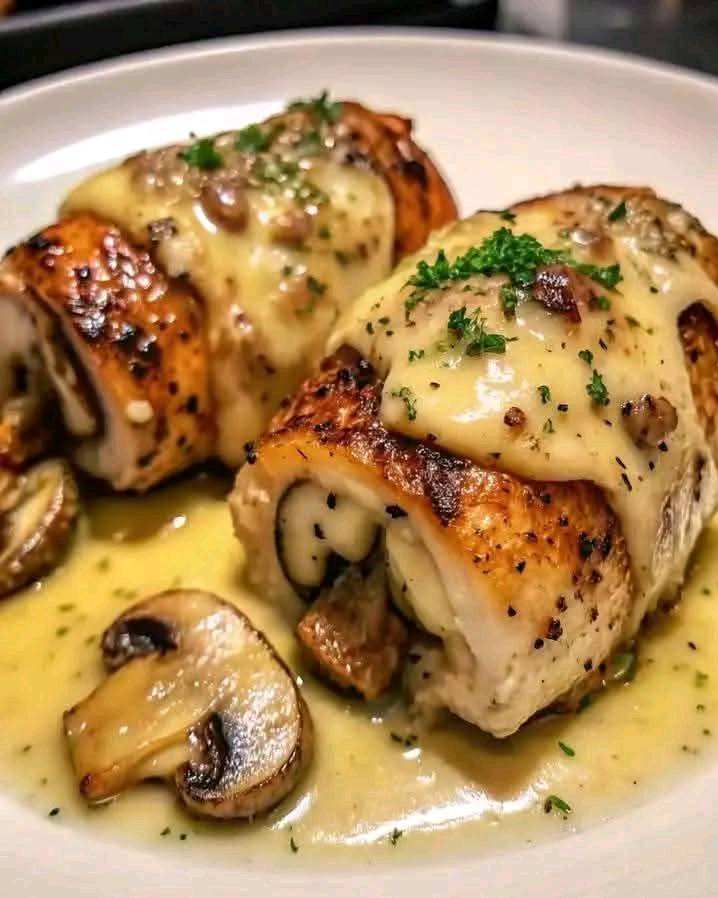 Chicken Mushroom Swiss Rollatini