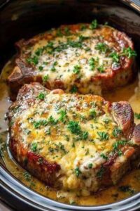 Cheesy Smothered Pork Chops