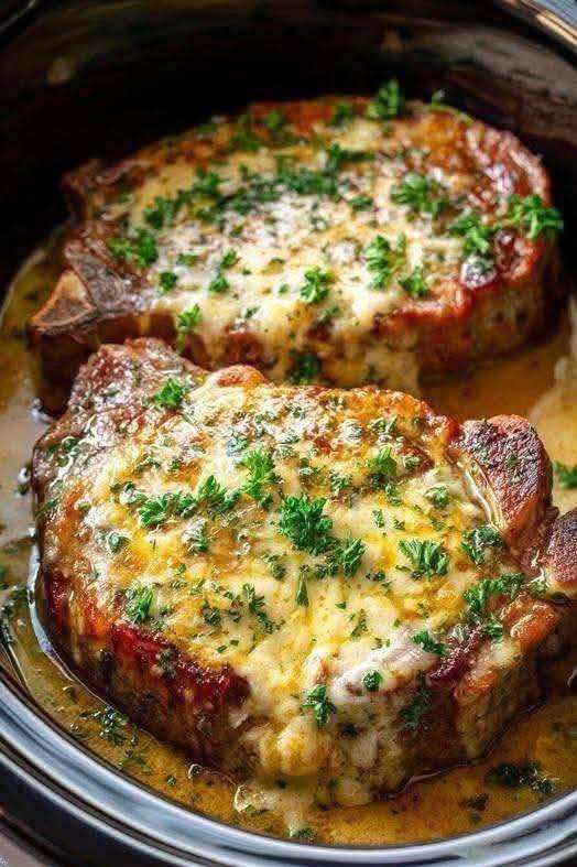 Cheesy Smothered Pork Chops