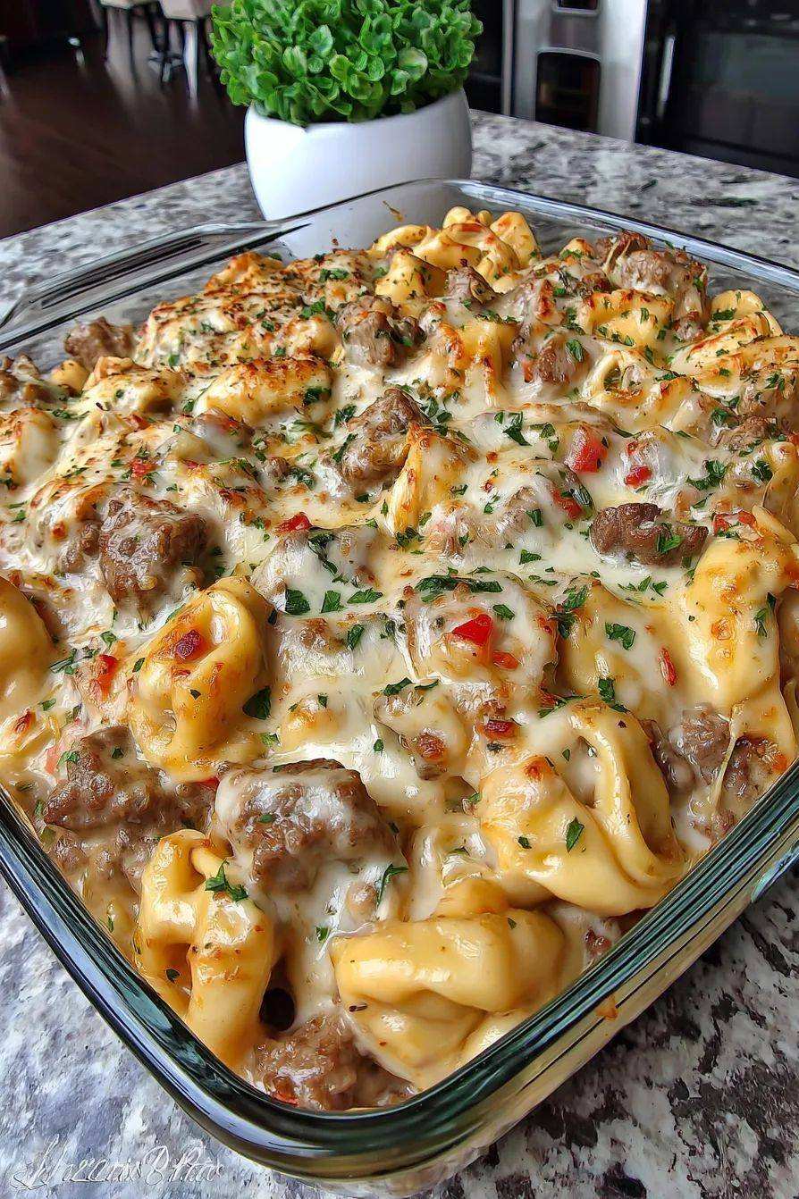 Cheesy Tortellini & Sausage Bake