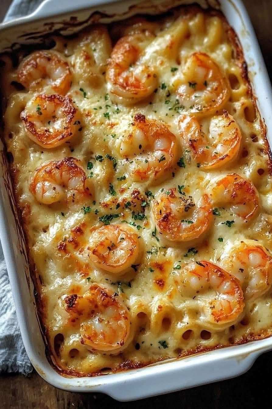 Creamy Baked Shrimp Alfredo Pasta