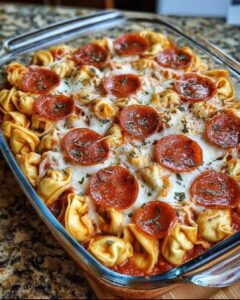 Pepperoni Pizza Tortellini Bake