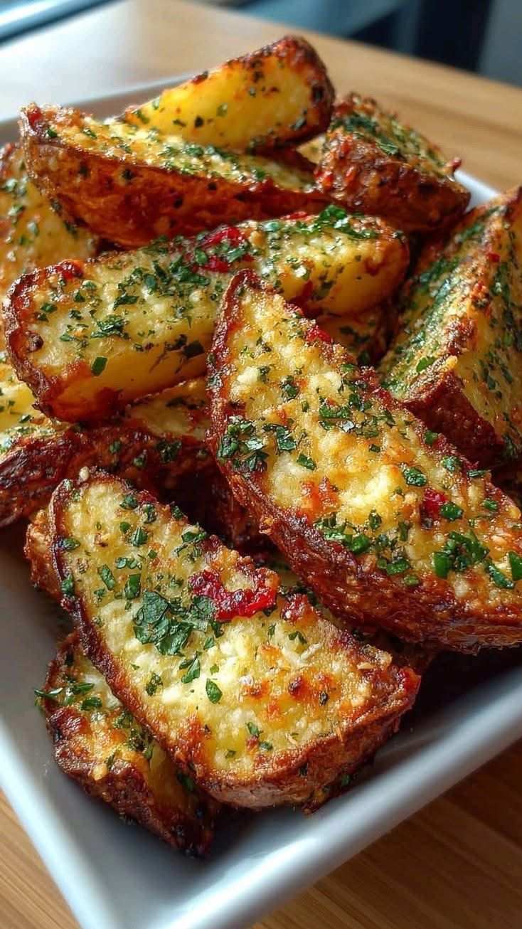 Crispy Garlic Parmesan Potato Wedges