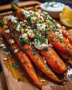 Spicy Roasted Carrots with Feta & Yogurt Sauce